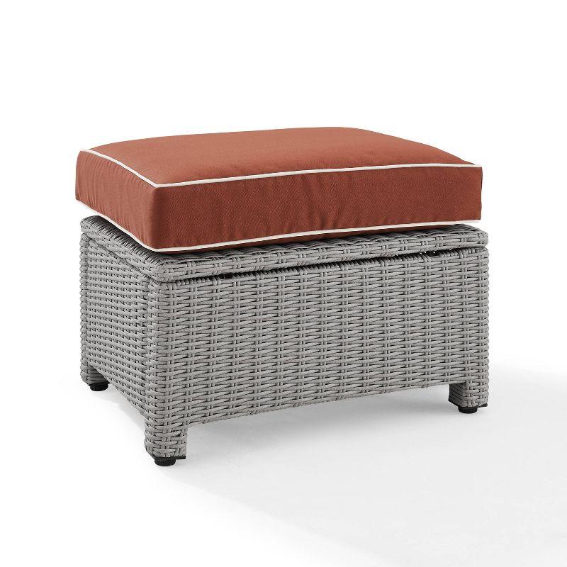 Bradenton Sangria and Gray Outdoor Wicker Ottoman with Cushion