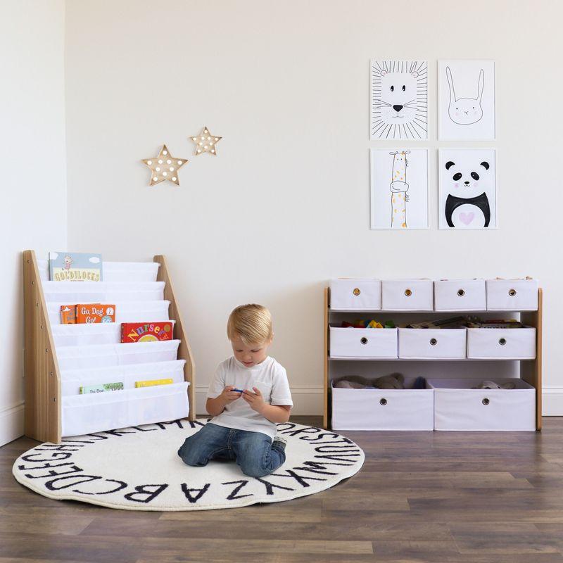 Kids' Toy Storage Organizer with 9 Collapsible Fabric Storage Bins White - Humble Crew: Playroom Bin Shelves, MDF Frame