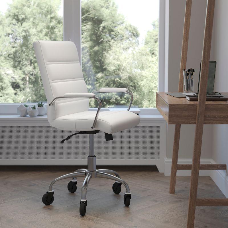 Flash Furniture Mid-Back Executive Swivel Office Chair with Arms, and Transparent Roller Wheels