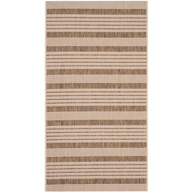 Contemporary Striped Easy-Care Indoor/Outdoor Rug, 2' x 3'7", Brown/Bone