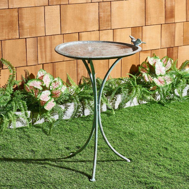 Kensi Outdoor Bird Bath - Antique Green - Safavieh