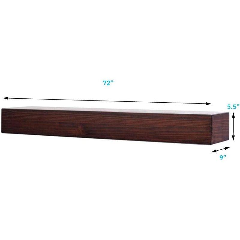 Austin 72" Cinnamon Pine Wood Floating Mantel Shelf