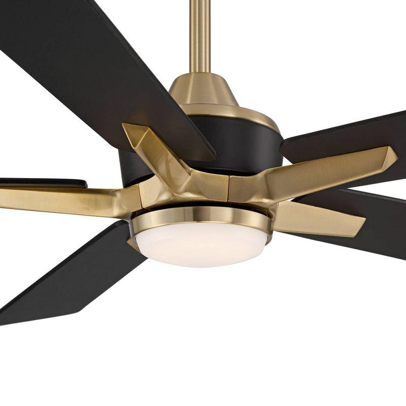 52" Casa Vieja Modern Indoor Outdoor Ceiling Fan with Dimmable LED Light Remote Control Soft Brass Black Damp Rated for Patio Exterior House Porch