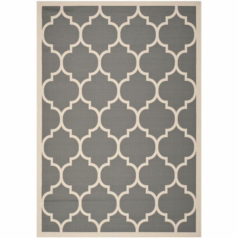 Gray Rectangular Synthetic Easy Care Stain-Resistant Area Rug