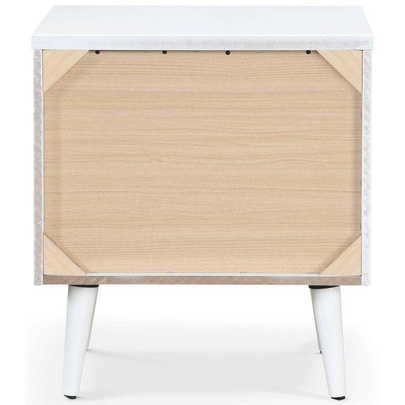Adore Decor Mid-Century Side Table, 2 Drawers Storage Nightstand, Matte Chrome Handle