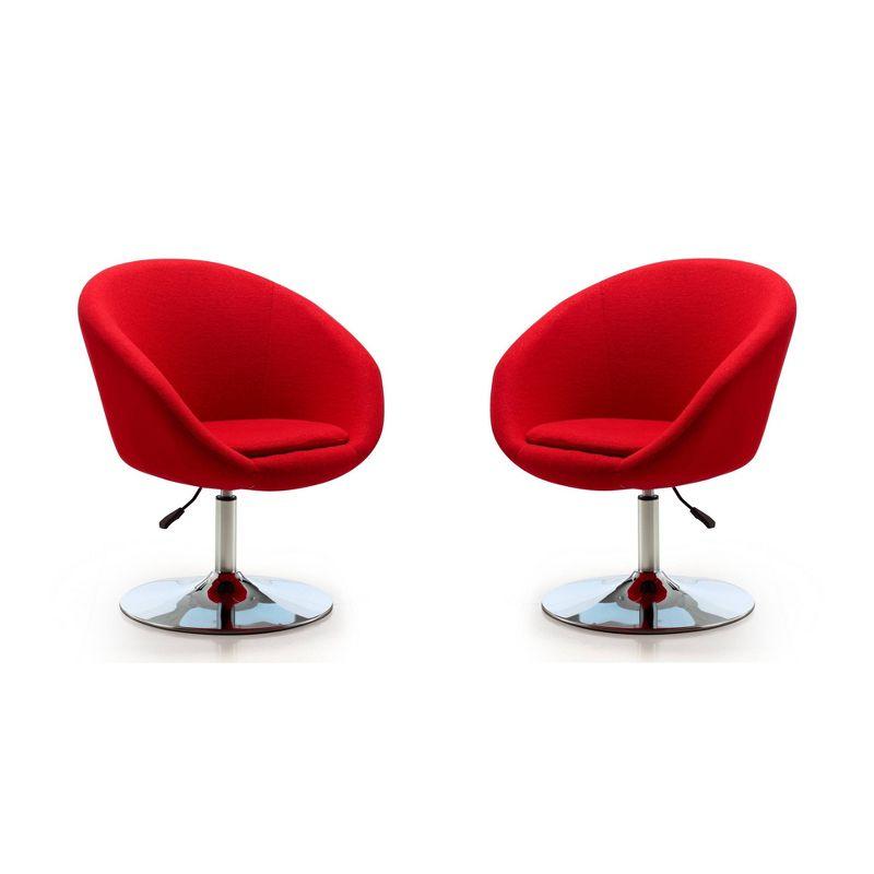 Set of 2 Hopper Wool Blend Adjustable Height Chairs Red - Manhattan Comfort