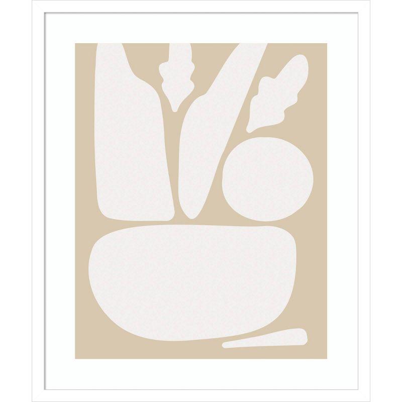 Zen Botanical Rock Neutral Abstract Print with Hardwood Frame