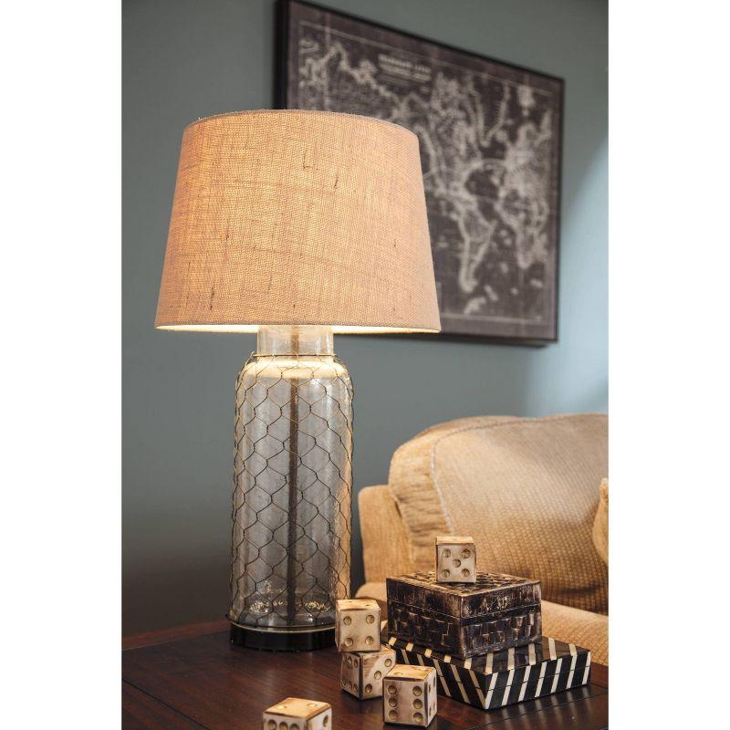 Sharmayne 30.75" Beige and Black Glass Table Lamp