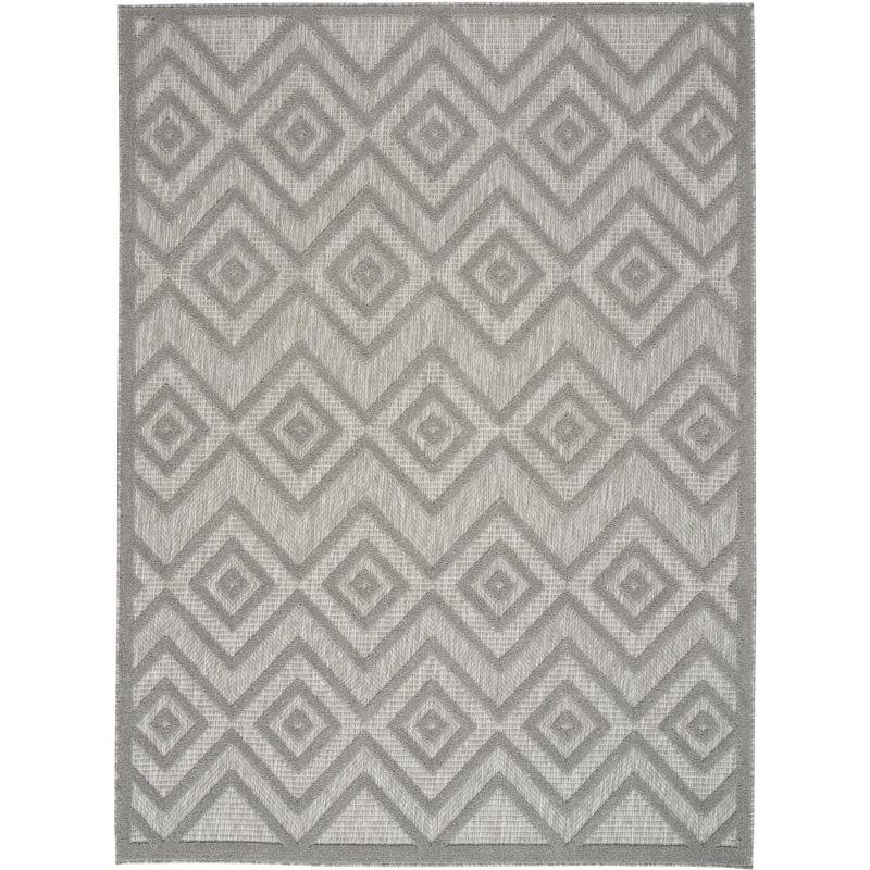 Nourison Versatile Diamond Geometric Flatweave Indoor Outdoor Area Rug Silver Grey 6' x 9'
