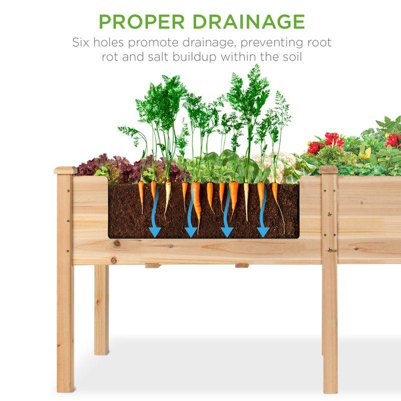 Best Choice Products 72x24x30in Raised Garden Bed, Elevated Wood Planter Box for Patio w/ Divider Panel - Natural
