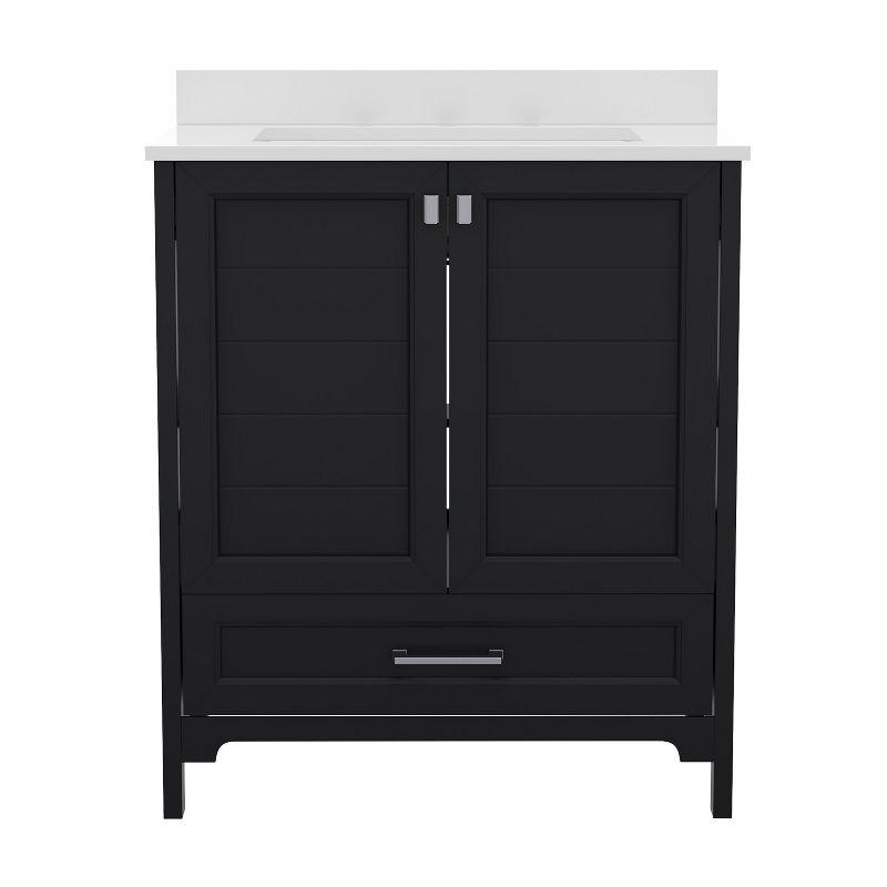 Flash Furniture 30 Inch Bathroom Vanity with Undermount Sink, Cabinet, and Drawer in Black