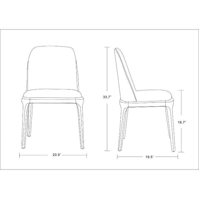 Set of 2 Courding Faux Leather Dining Chairs Tan - Manhattan Comfort: Upholstered, Ash Wood Legs, No Assembly Required