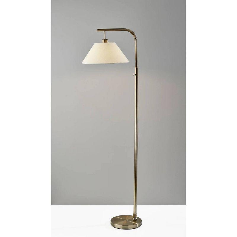 Antique Brass Floor Lamp with White Fabric Shade