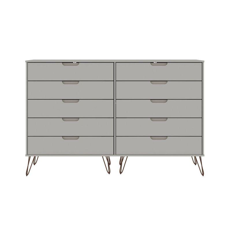 Manhattan Comfort Rockefeller Mid-Century Off White Dresser and Nightstand Set