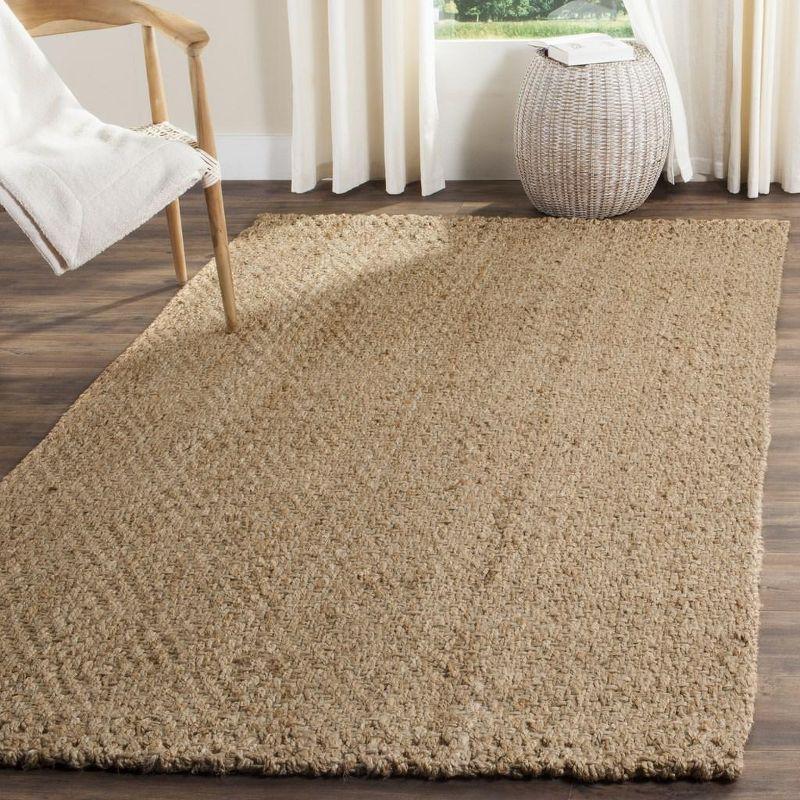 Natural 6' x 9' Handwoven Jute Area Rug with Non-slip Backing