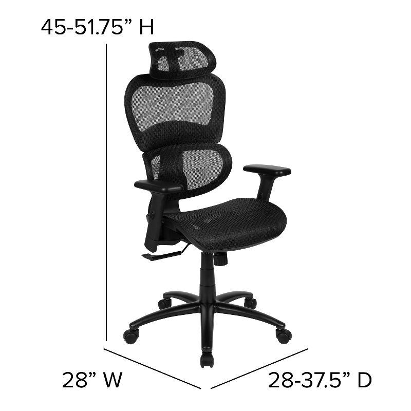 Flash Furniture Ergonomic Mesh Office Chair with 2-to-1 Synchro-Tilt, Adjustable Headrest, Lumbar Support, and Adjustable Pivot Arms