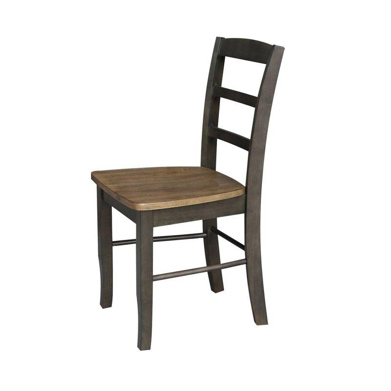 Set of 2 Hickory Washed Coal High Ladderback Side Chairs