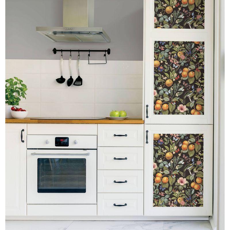 RoomMates Citrus Green Peel and Stick Wallpaper: Removable Adhesive Botanical Floral & Fruit Design, Farmhouse Style, 30.75 Sq Ft Coverage