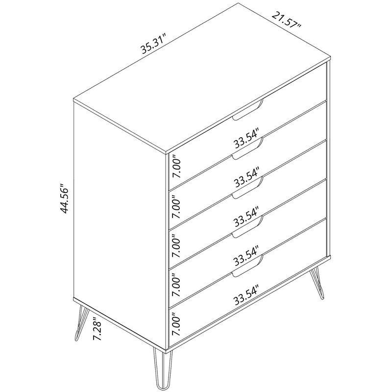 Rockefeller 5 Drawer Dresser and 2 Drawer Nightstand Set - Manhattan Comfort