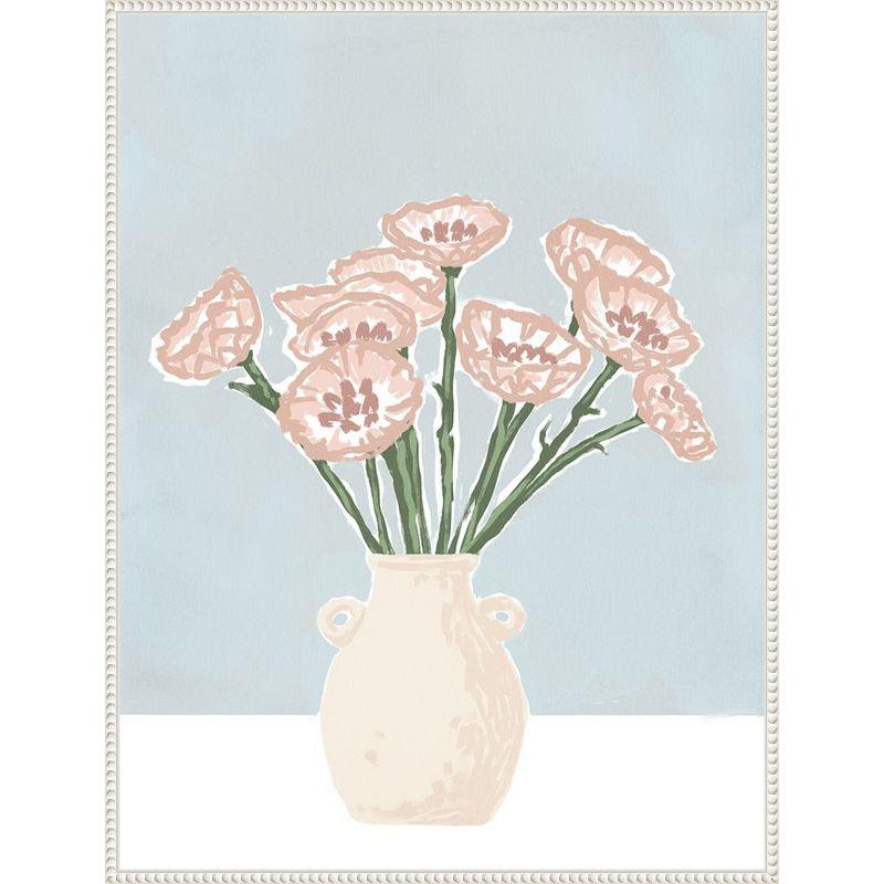 Renewed Bouquet II Pastel Pink Floral Canvas Wall Art with White Frame