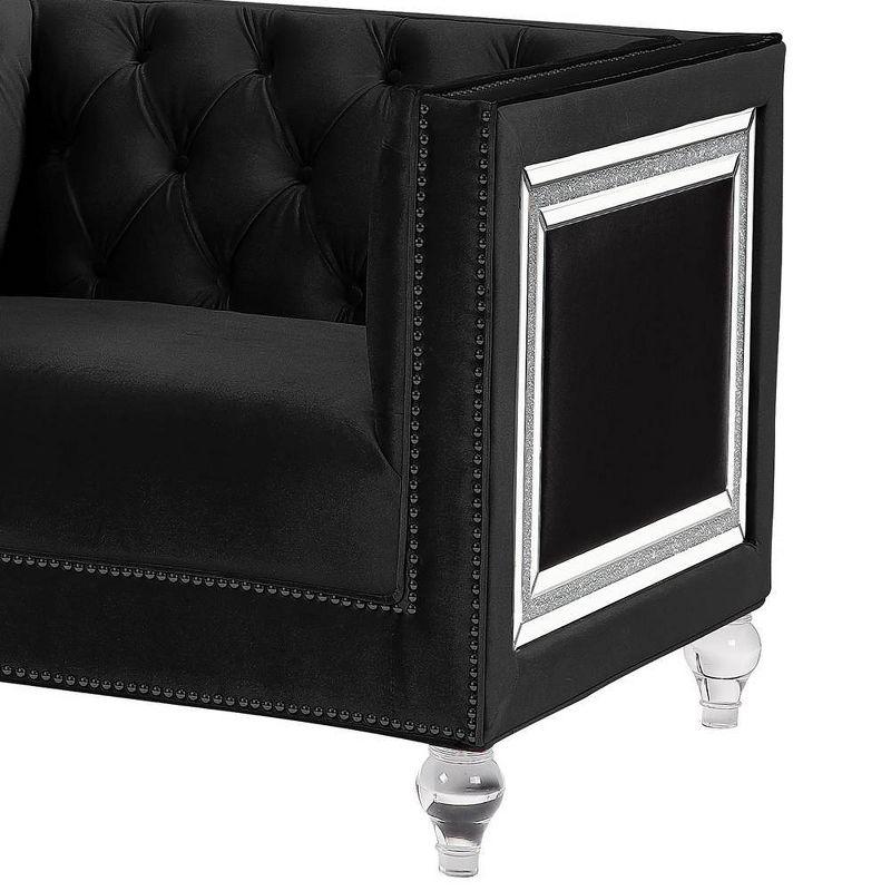 Black Velvet Tufted Recliner with Wood Frame