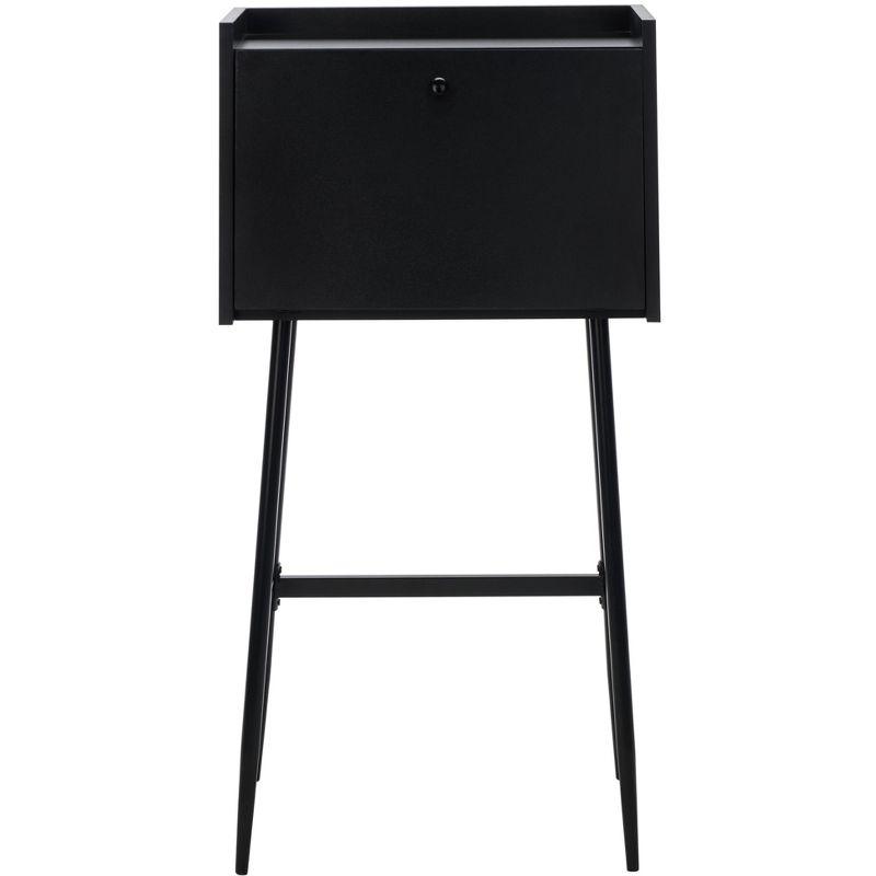 Black Wood Writing Desk with Drawer and Shelf