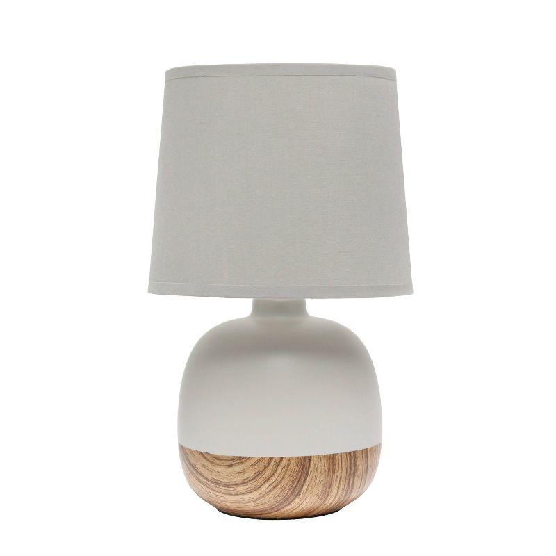 Petite Light Wood and Gray Ceramic Table Lamp