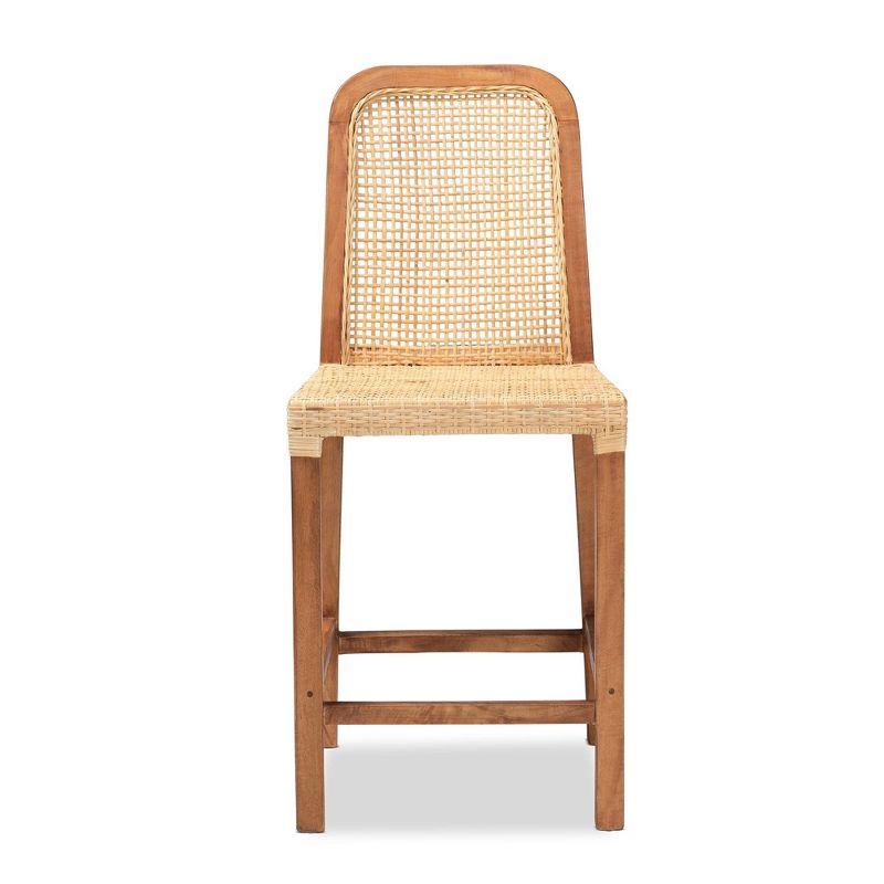 Caspia Wood and Rattan Counter Height Barstool Natural/Walnut - bali & pari