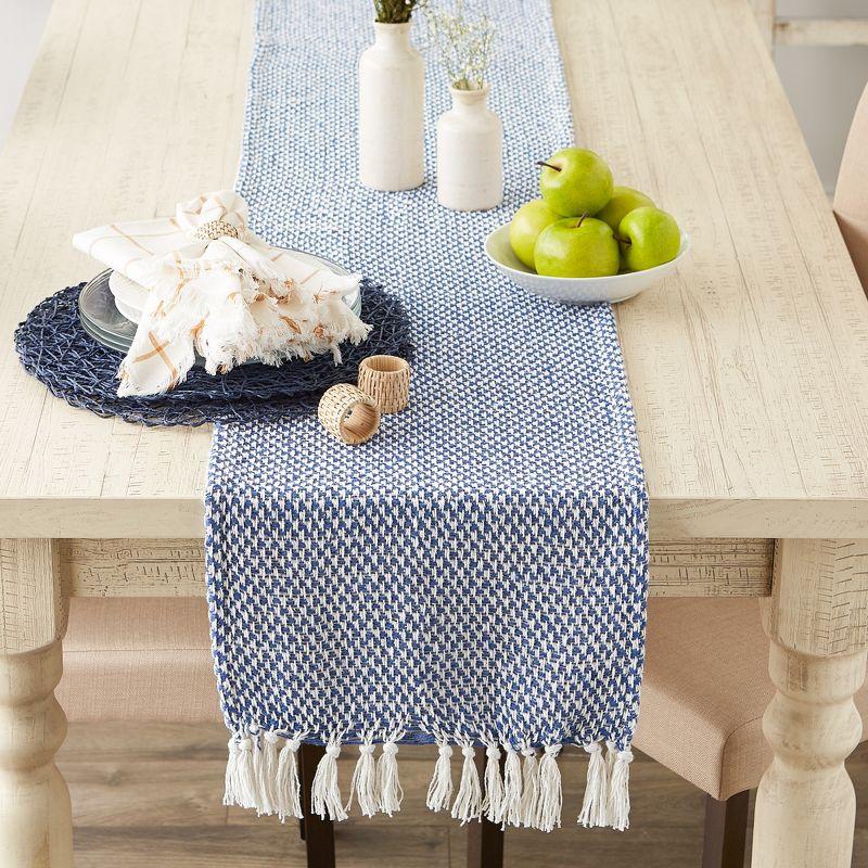 Design Imports  Nautical Blue Woven Table Runner 15X108