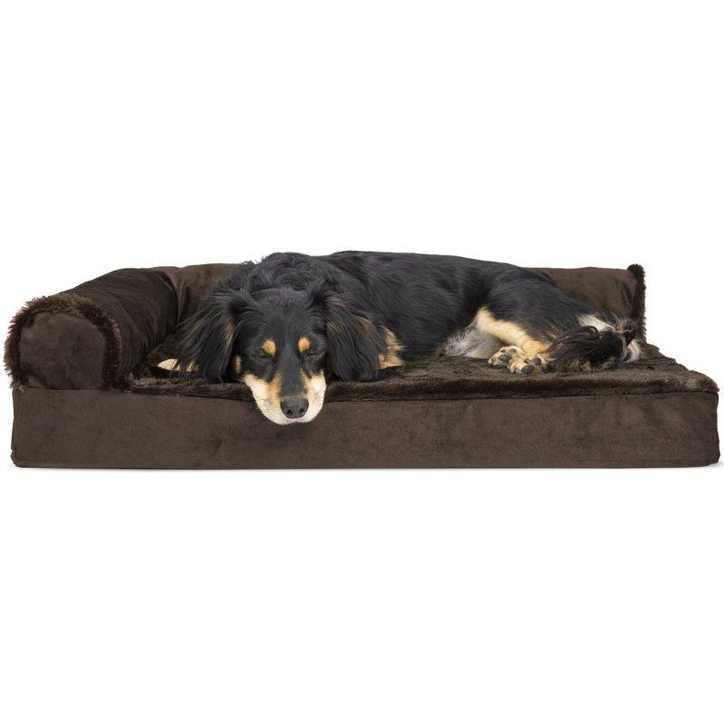 FurHaven Plush & Velvet Deluxe L-Chaise Orthopedic Pet Bed