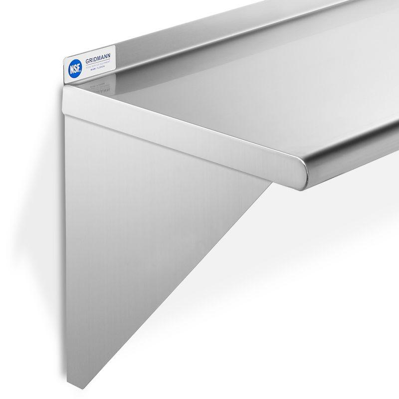 72'' Stainless Steel Wall Mount Shelf with Backsplash