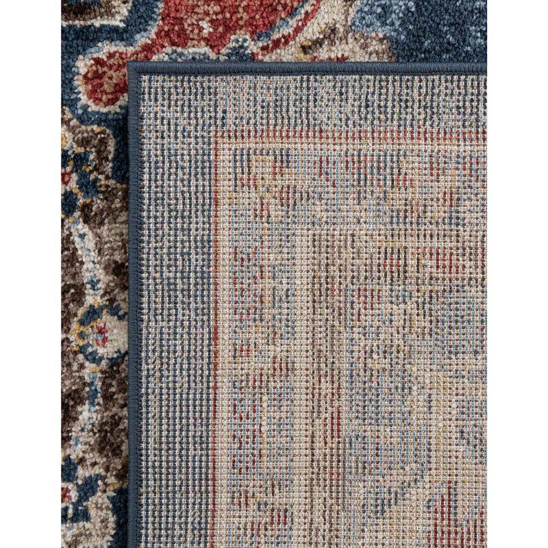 Navy Blue Burgundy Abstract Synthetic Indoor Rug, 2x3 ft