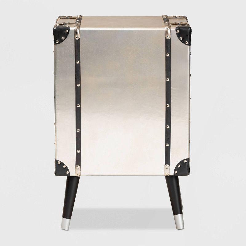 Dilan Metal 3 Drawer Nightstand Light Cream/Black - Baxton Studio: Vintage Style Bedside Storage