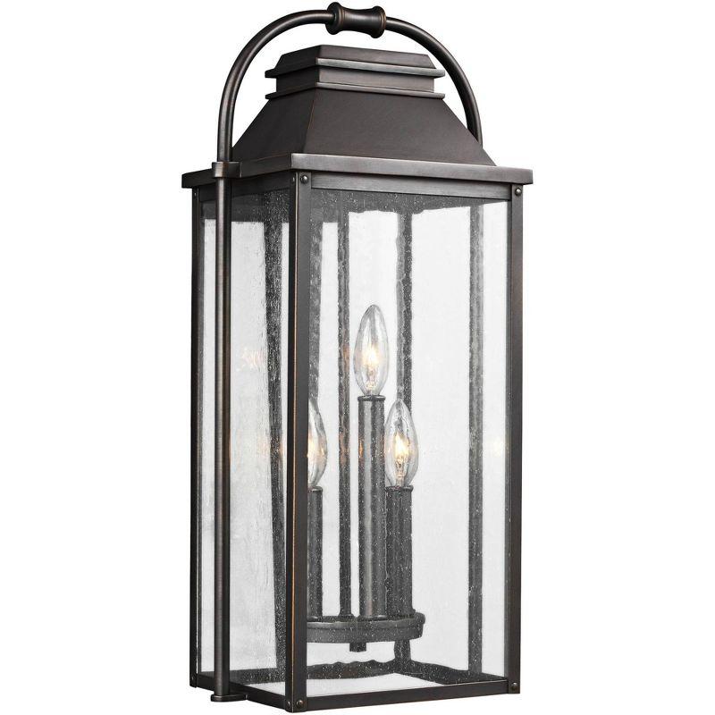 Antique Bronze 22.5" Outdoor Wall Lantern with Clear Seeded Glass