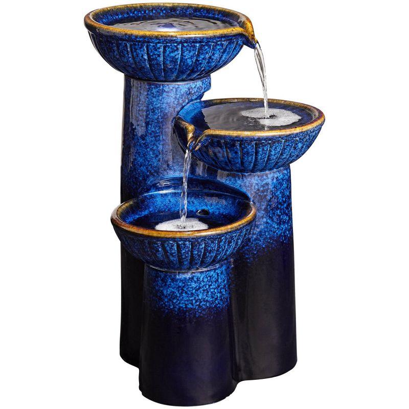 John Timberland Modern Outdoor Floor Water Fountain with Light LED 26 3/4" High Cascading Bowls for Yard Garden Patio Deck