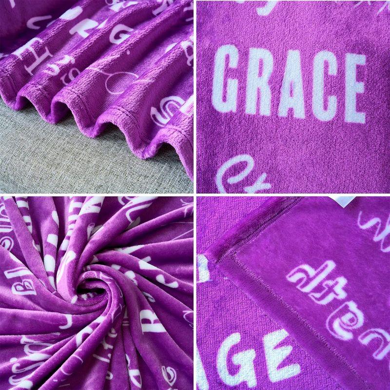 SYNCFUN Soft Warm Hug Blanket - Compassion Throw Blanket Gift with Inspirational Words & Prayer, Purple Gift Blanket for Women Mom Friend 50" x 60"