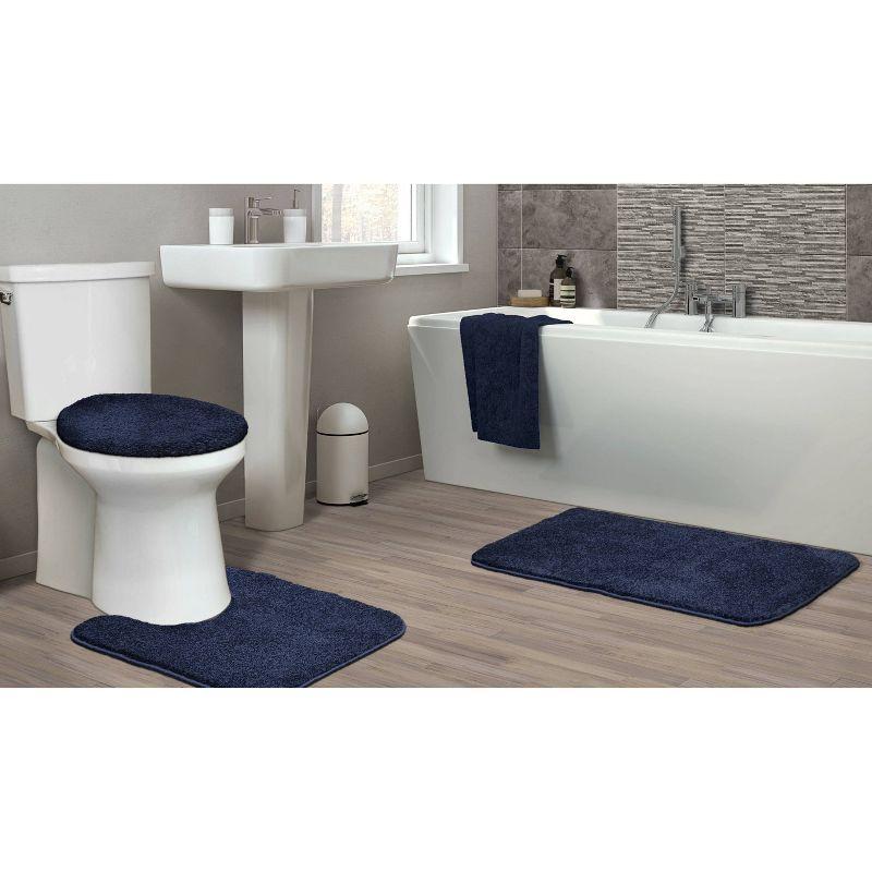 Gramercy 3pc Washable Bathroom Rug Set Navy - Garland Rug: Non-Skid, Tufted, Polypropylene Bath Mats Set