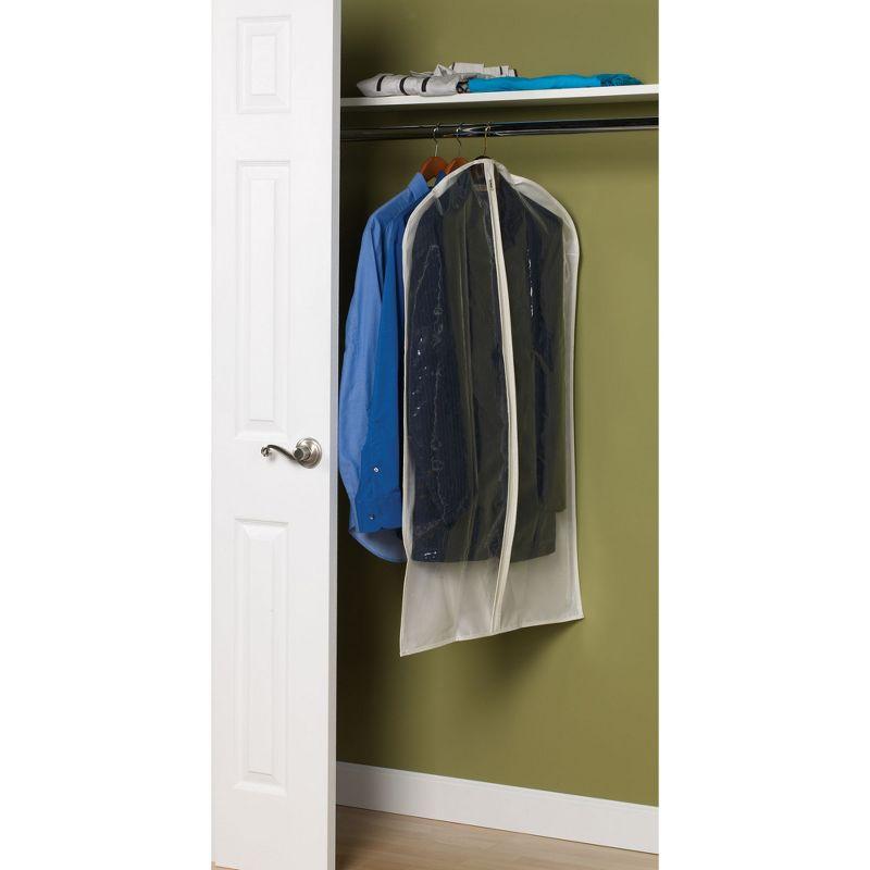 Suit Protector Garment Bag, Canvas Backing and Clear Front, Convenient Full-Length Zipper