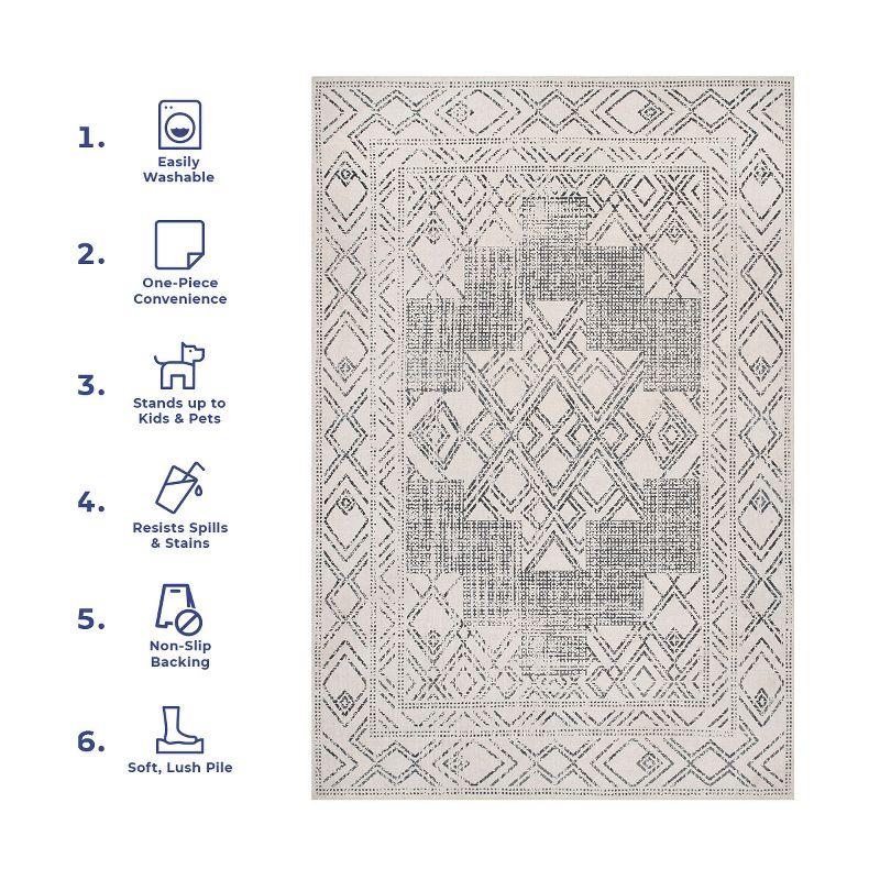 Nuloom Mia Medallion 2x12 Machine Washable Runner Indoor Area Rug for Living Room Bedroom Dining Room Entryway Hallway Kitchen, Light Grey/Ivory