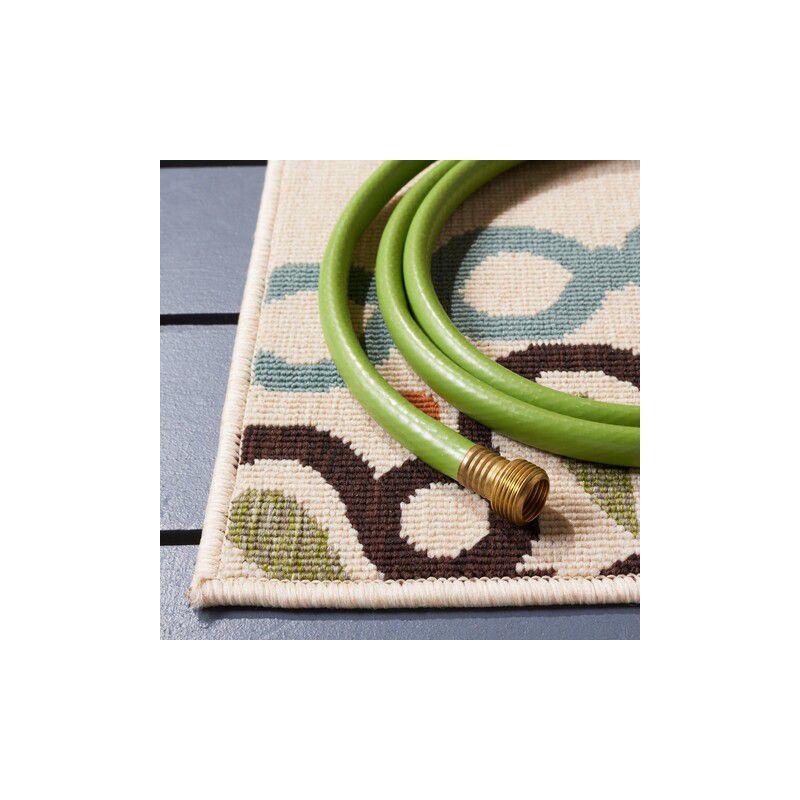 Veranda VER092 Power Loomed Indoor/Outdoor Accent Rug - Cream/Terracotta - 2'7"x5' - Safavieh