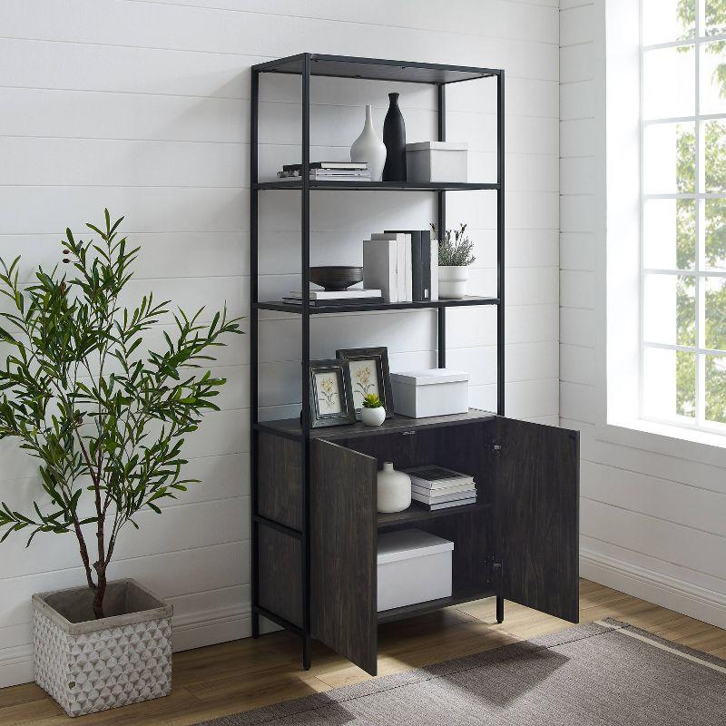 80.5" Jacobsen Large Etagere Brown Ash - Crosley: Industrial Style, 5-Shelf Storage, Steel Frame