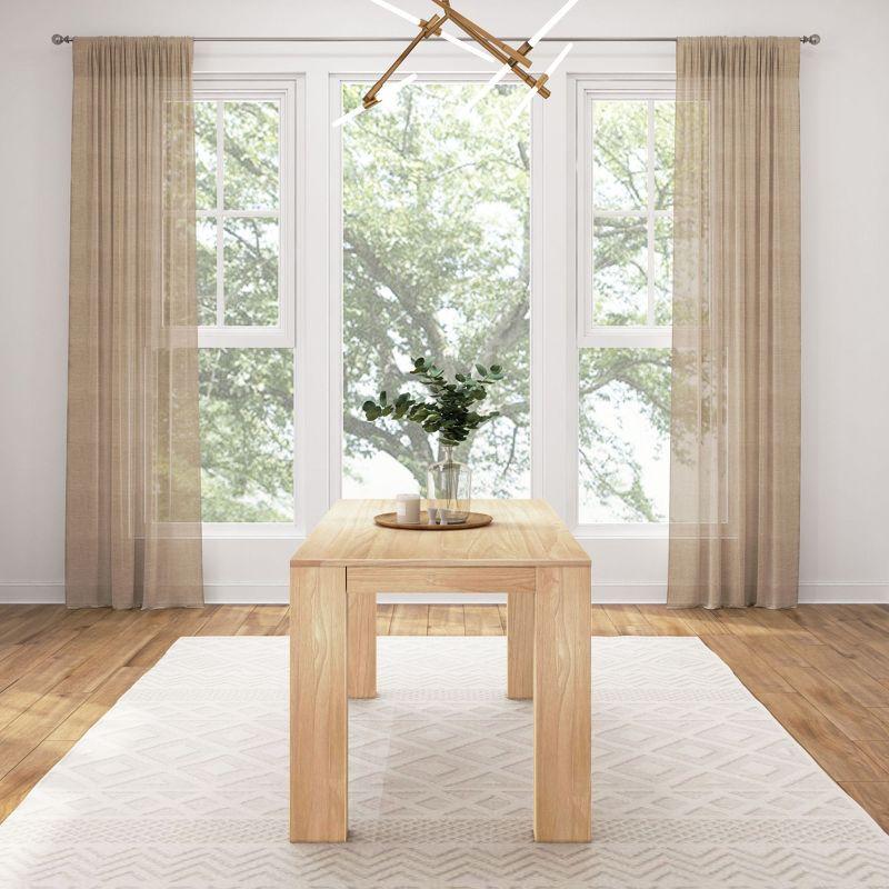 Plank+Beam 60" Modern Dining Table for 4, Solid Wood Rectangular Kitchen Table, Blonde Wirebrush