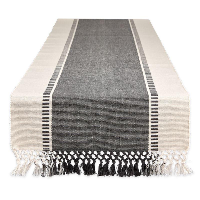 Design Imports  Ribbed Dobby Stripe Table Runner, Mineral Gray, 13X108"