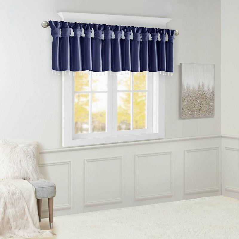Madison Park Emilia Lightweight Faux Silk Single Valance with Beads