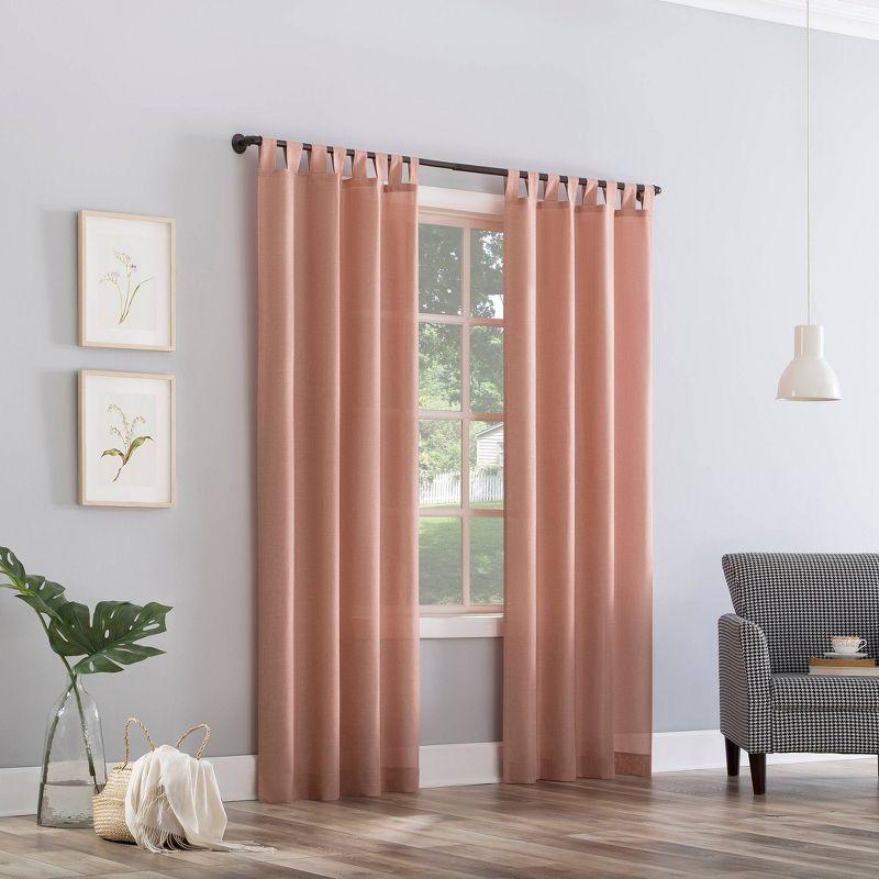 Rosewater Pink Sheer Tab Top Curtain Panel