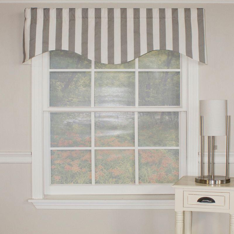 Awning Style Stripe Design 3" Rod Pocket Valance 50" x 17" Gray by RLF Home