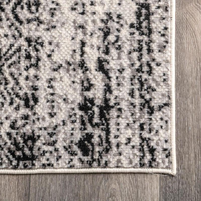 Gray Abstract Reversible 4' x 6' Synthetic Area Rug