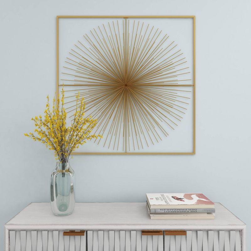 Metal Starburst Handmade Large 3D Wall Decor with Gold Frame Gold - CosmoLiving by Cosmopolitan