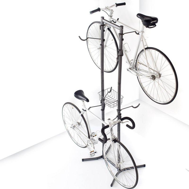 Four Bike Free-Standing Rack With Basket