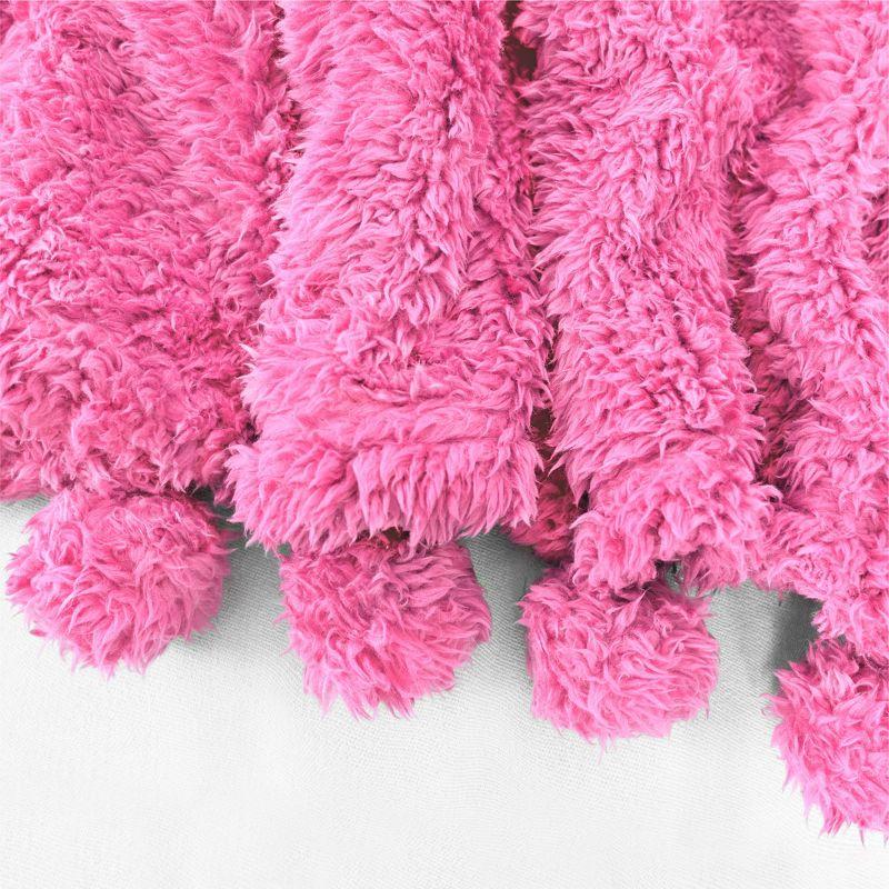 PAVILIA Fluffy Throw Blanket with Pompom, Lightweight Soft Plush Cozy Warm Pom Pom Fringe for Couch Sofa Bed